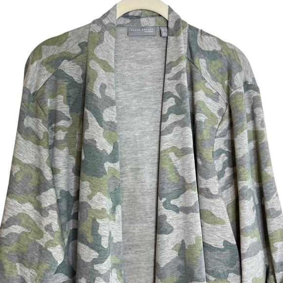 Susan Graver Lifestyle Womens Open Front Cardigan Size 3XP Gray Camo Jersey Knit - Picture 2 of 6
